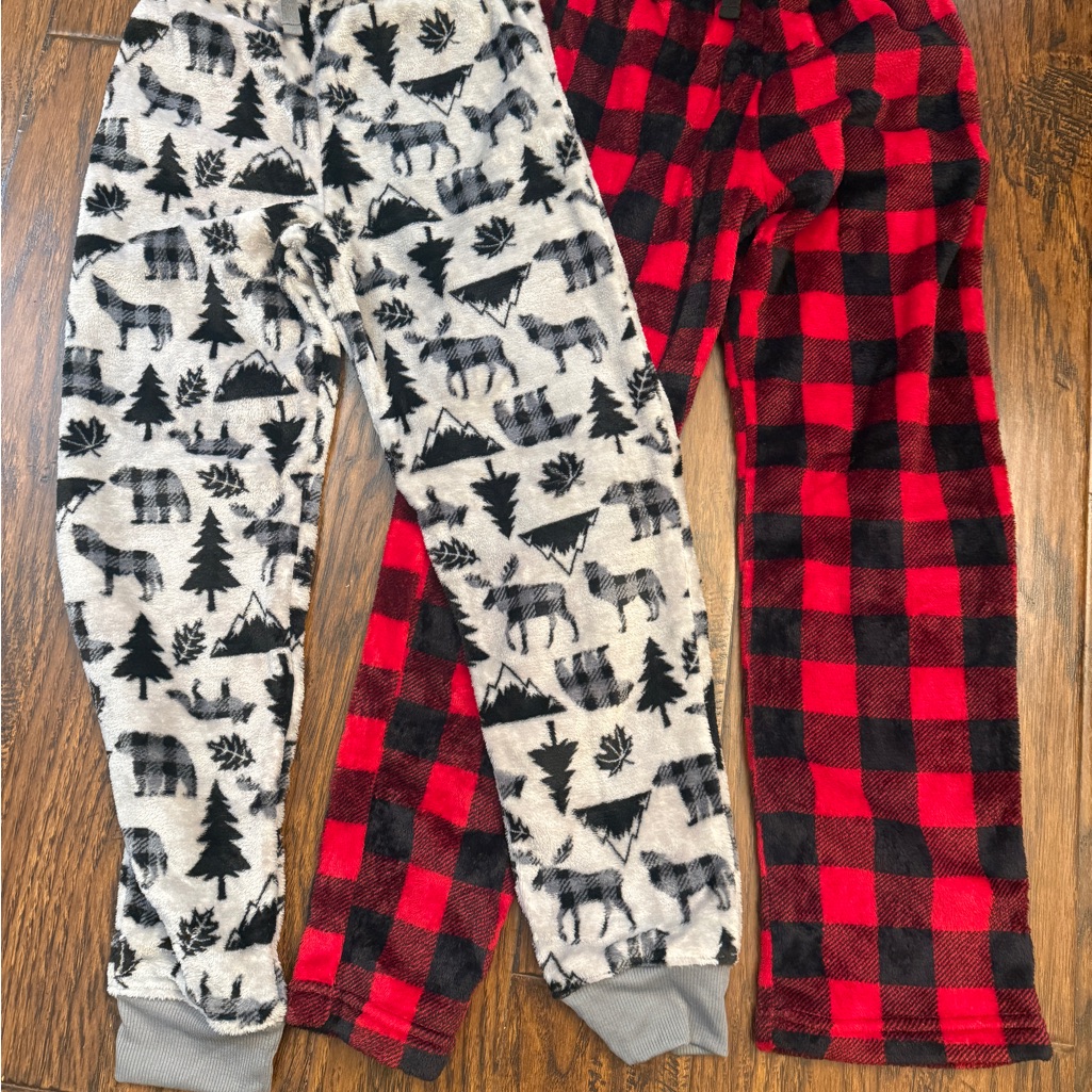 Members Mark Boys Pajama Pants Plaid Black And White Size 14/16